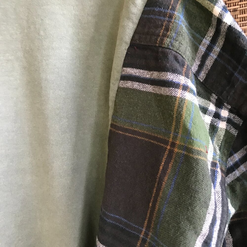 Upcycled Autumn Flannel Shirt Reworked Oversized Pumpkins Graphic Plus Size - Picture 8 of 13
